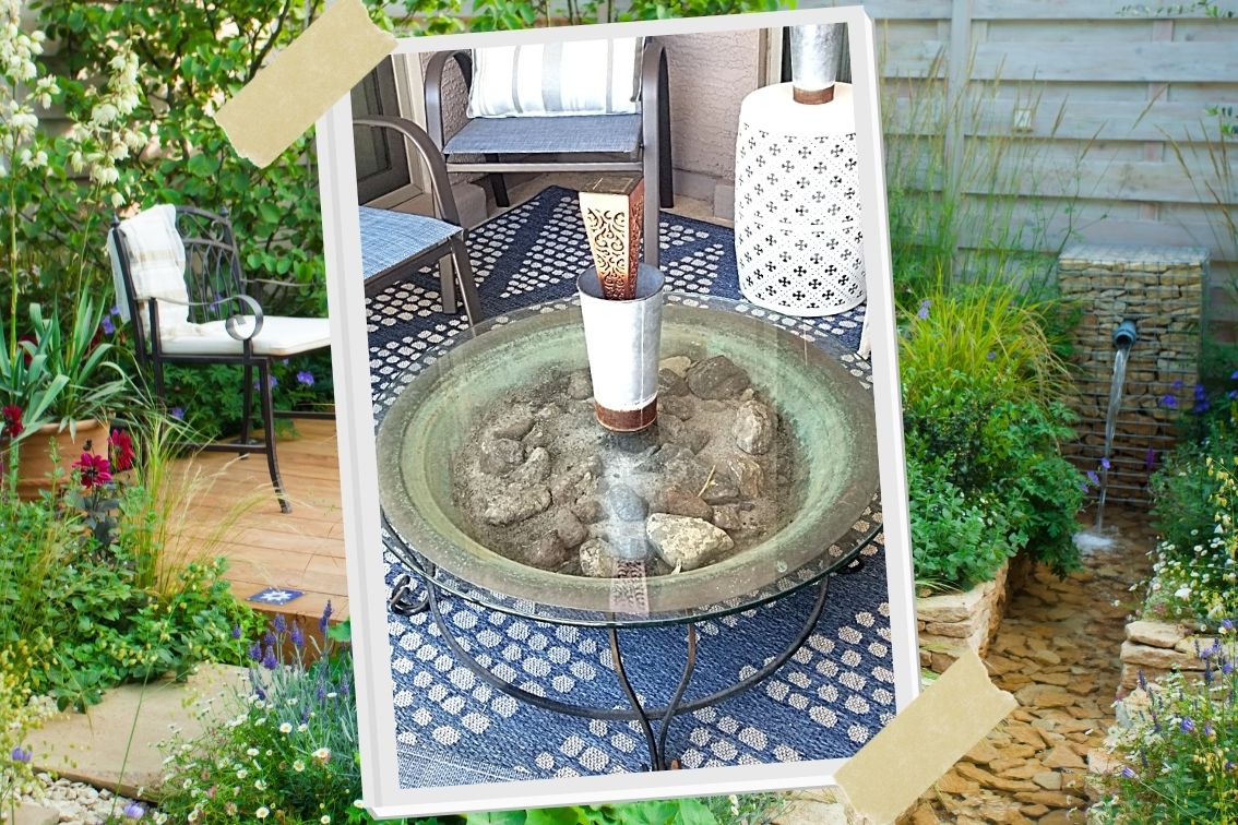 Recycled Fire Pit Coffee Table With Solar Light