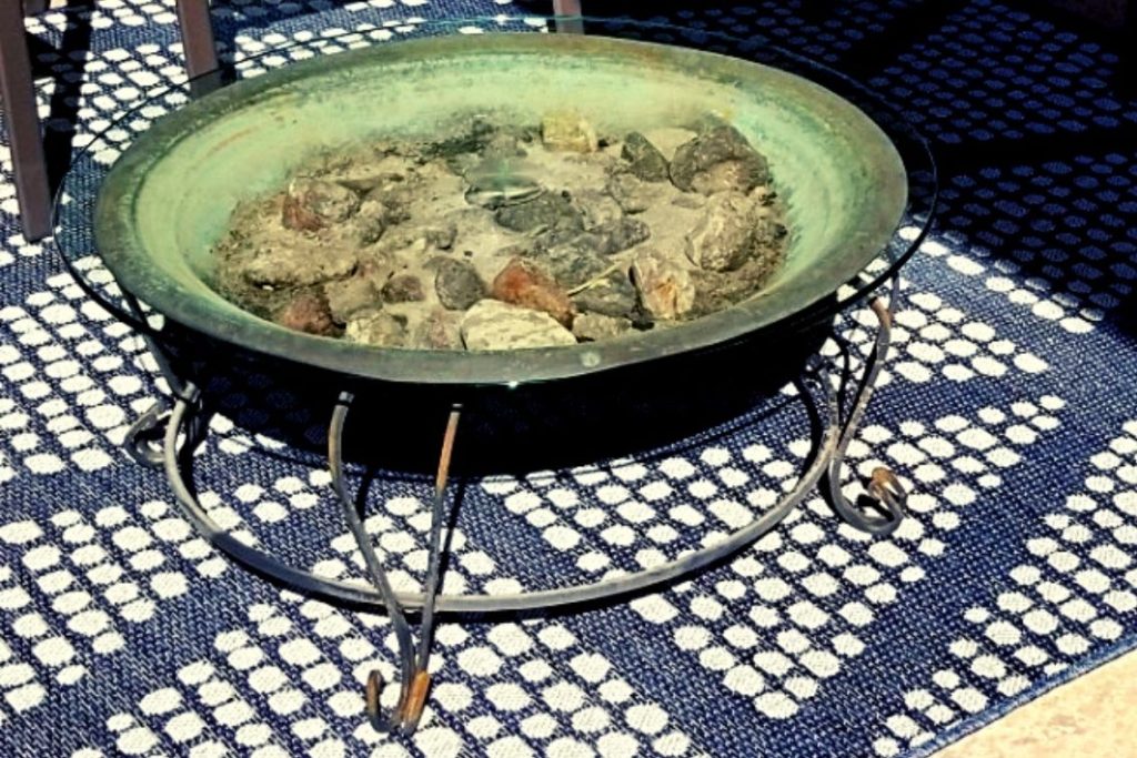 fire pit coffee table with glass top