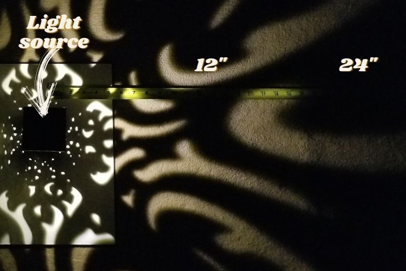 solar pattern light intensity at 12 and 24 inches