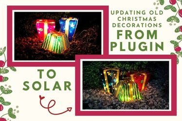 Swapping Out String Lights for Solar in a Christmas Presents Yard Decoration