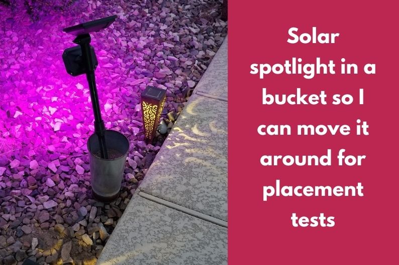 solar purple spotlight in a tin bucket