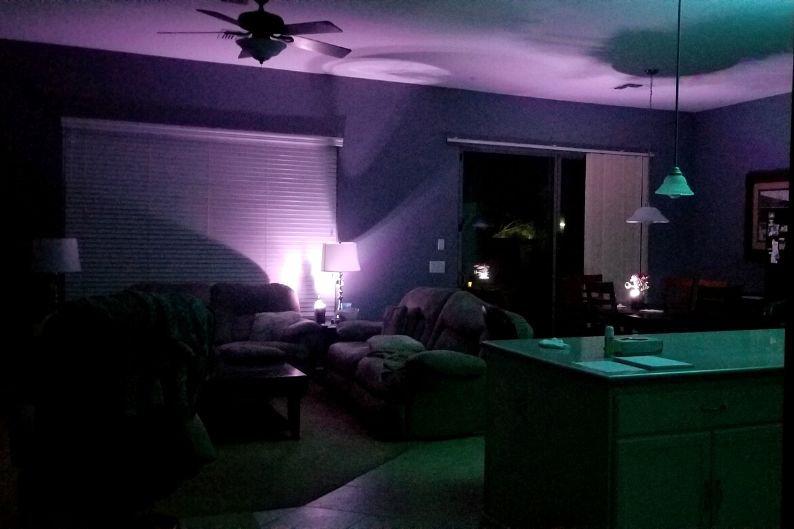 solar spotlights used inside living room and kitchen during a power outage