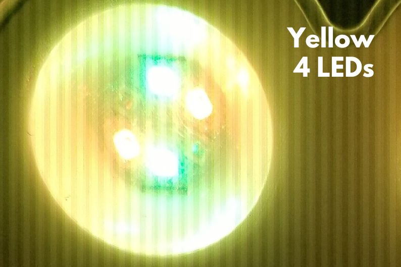 Green and red LEDs turned on to create yellow light