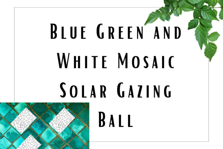 Blue Green and White Mosaic Solar Gazing Ball