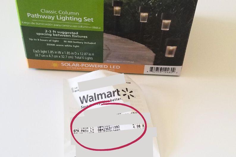 walmart solar stake light set receipt