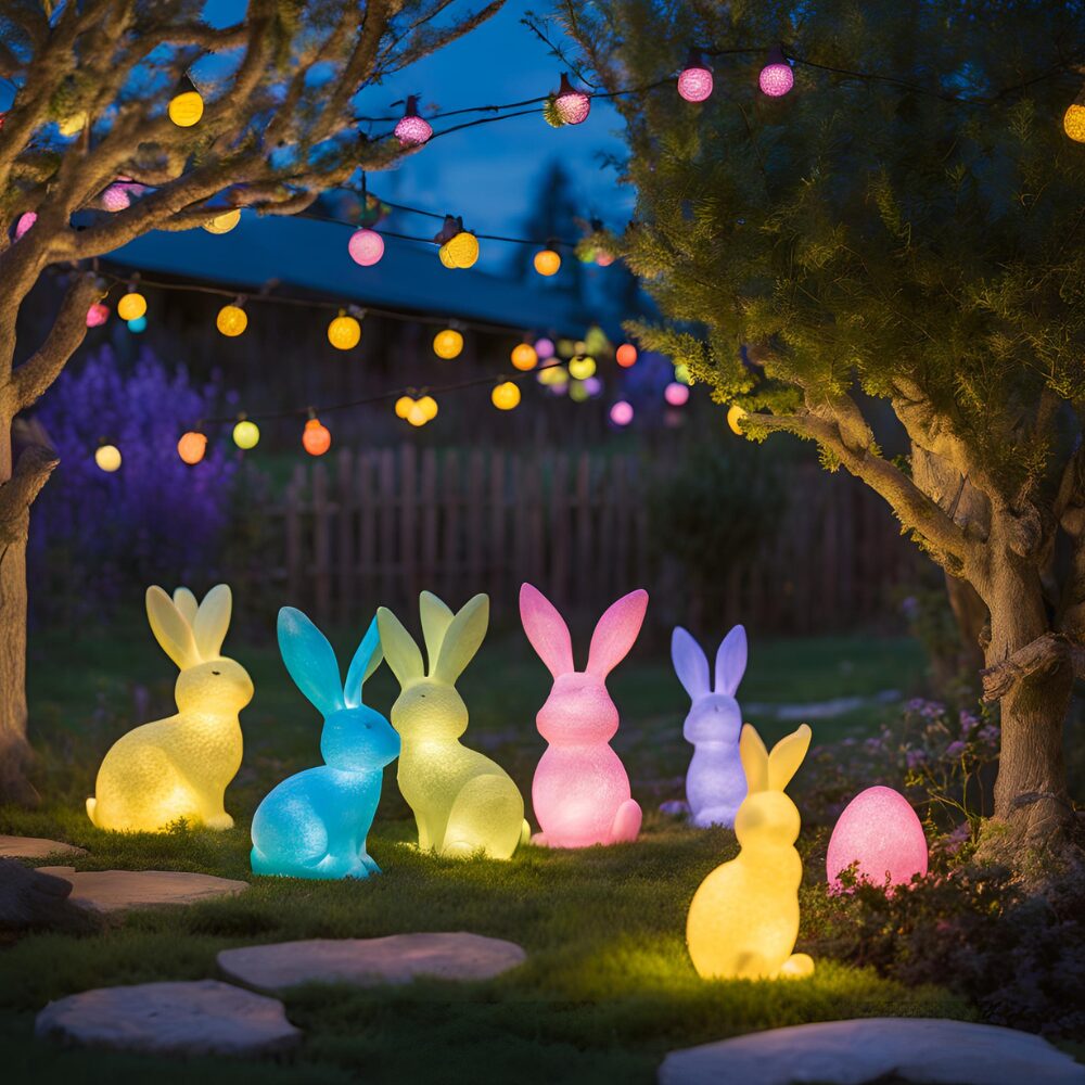 Bunny solar light statues