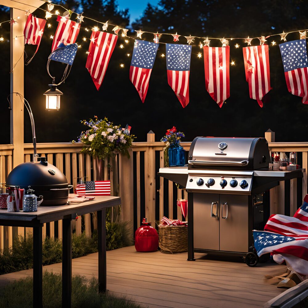 Festive 4th of July barbecue station