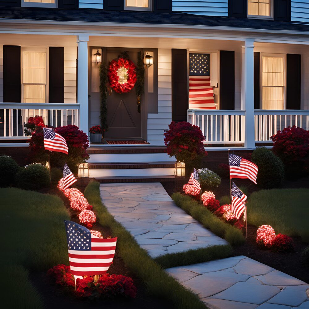 Flag themed solar stake lights