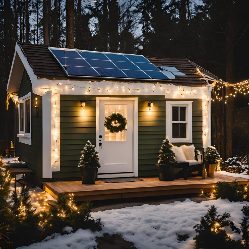 Large Play House with Solar Panels and Christmas Decorations