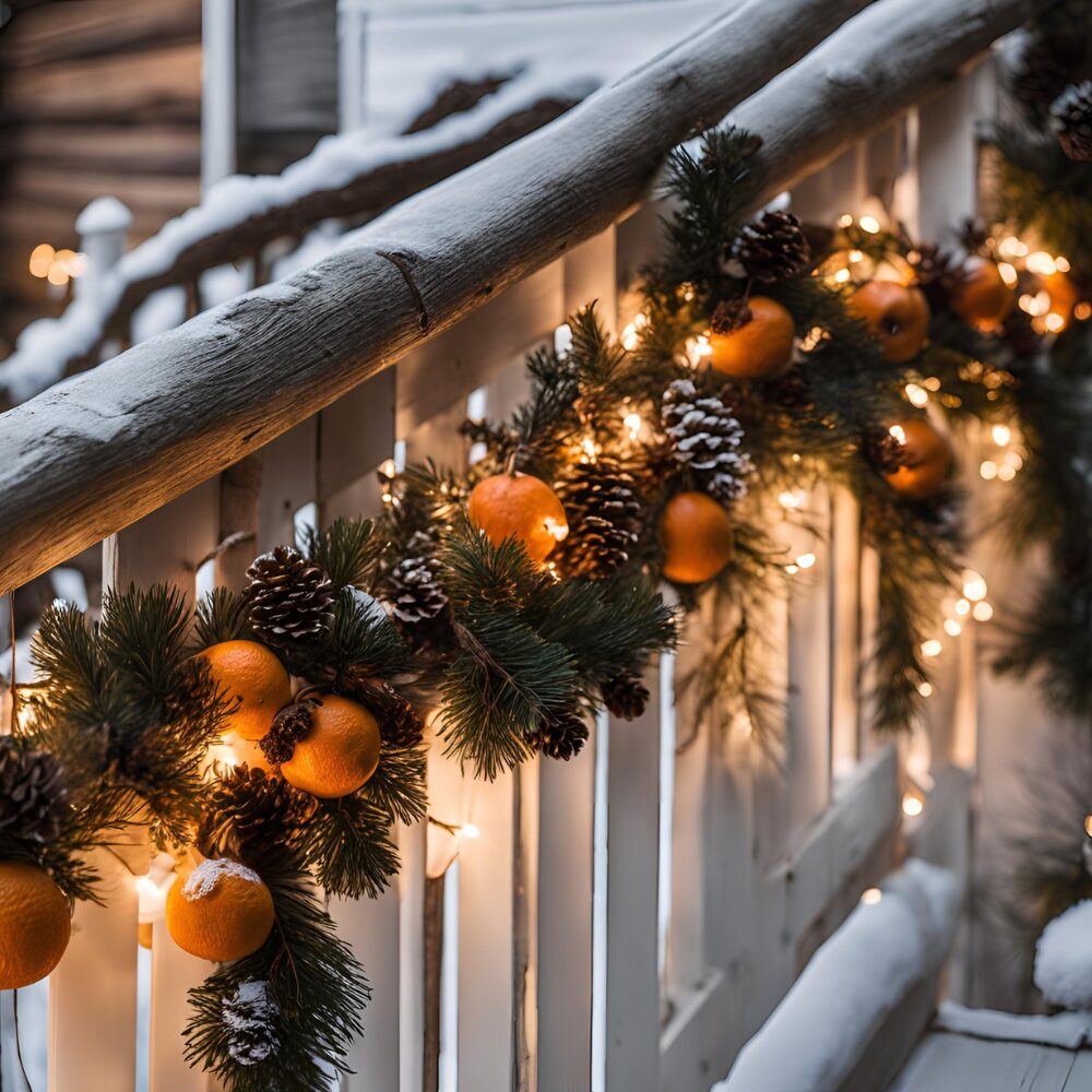 Nature inspired Christmas decor with solar lights