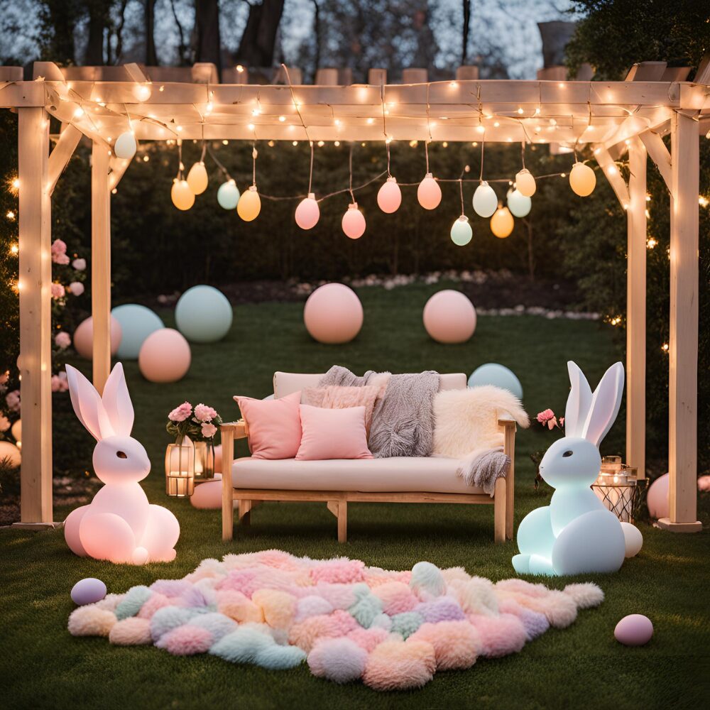 Solar lanterns and pretty Easter display for egg hunt